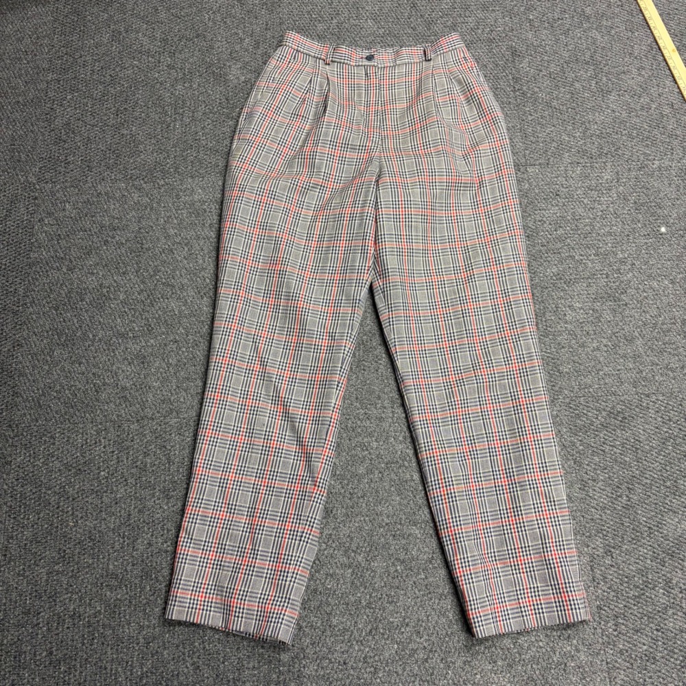 Pendleton Vintage Wool Plaid Trousers High Waist Pleated Pants Made in USA 12